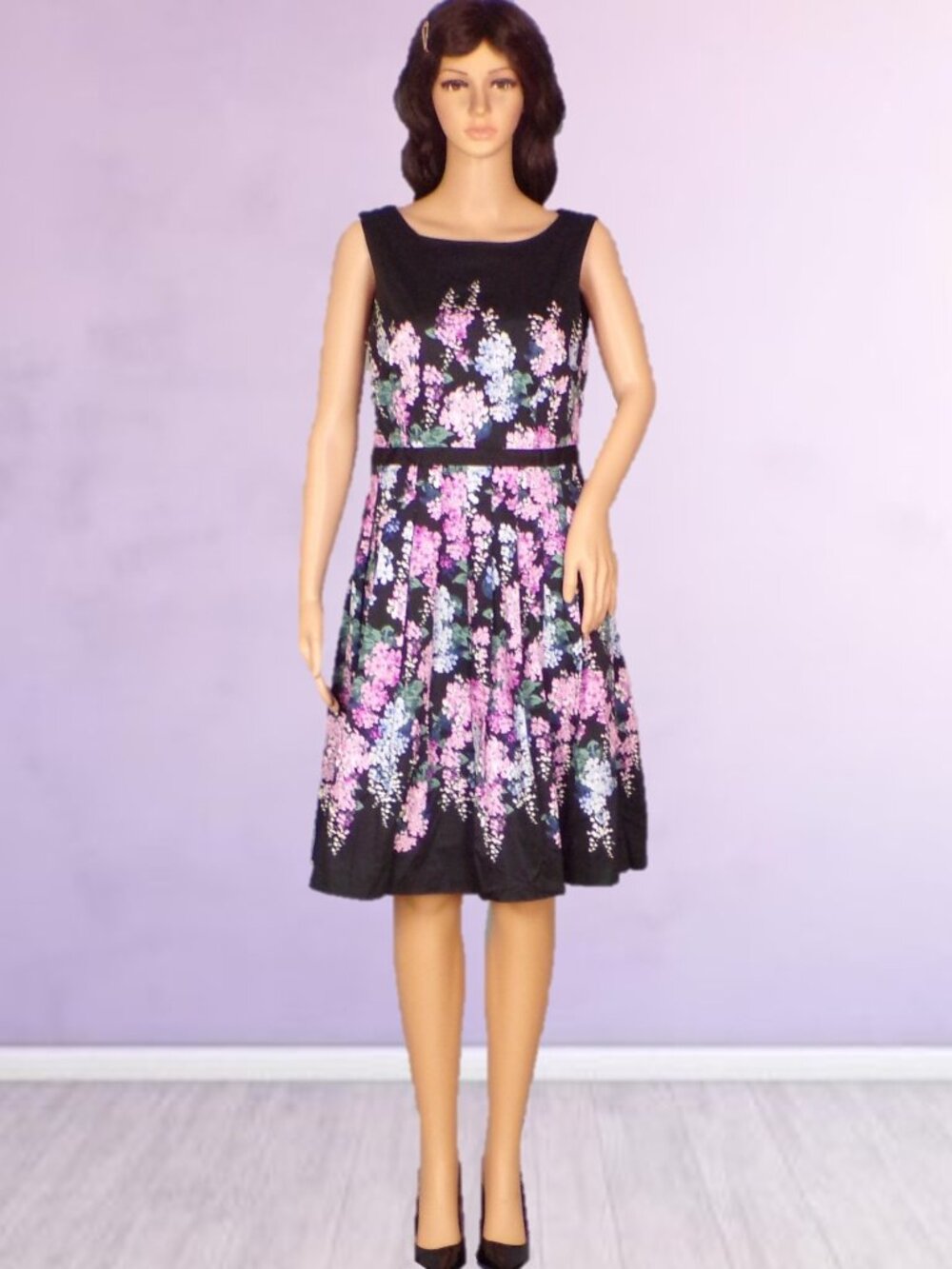 RSVP by TALBOTS size 4 multicolor floral sleeveless fit/flare dress cotton/spndx